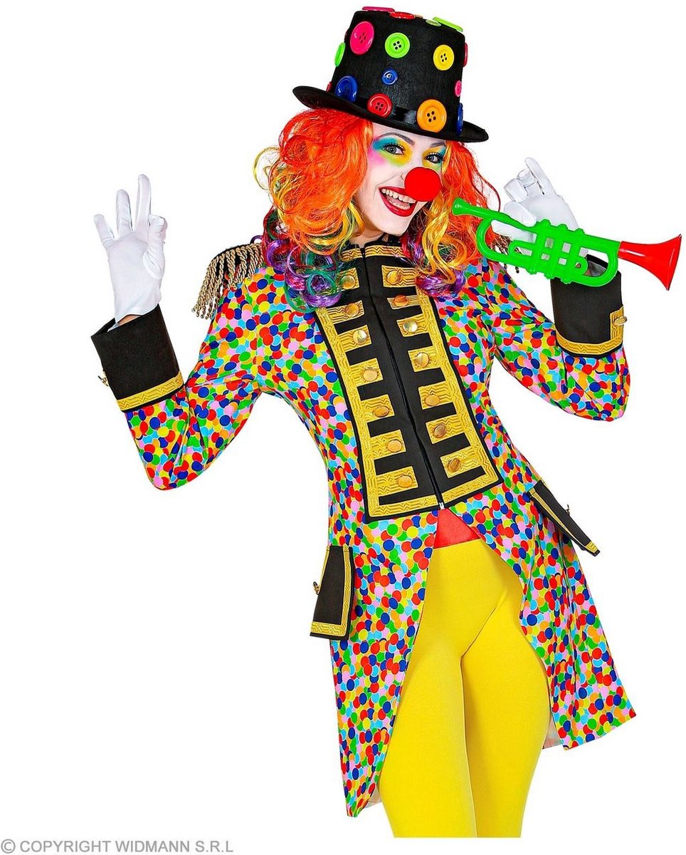 Clown & Nar Kostuum | Confetti Boost Clown Slipjas Vrouw | XL | Carnaval kostuum | Verkleedkleding